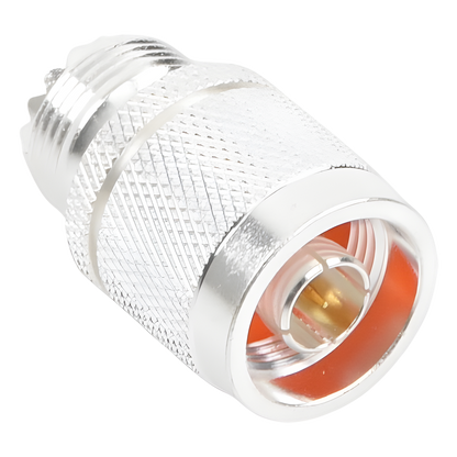 Adaptador en Línea, de Conector N Macho a UHF Hembra (SO-239), Plata/ Oro/ Teflón