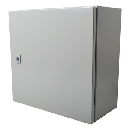 Gabinete de Acero IP66 Uso en Intemperie (400 x 400 x 200 mm) con Placa Trasera Interior de Metal y Compuerta Inferior Atornillable (Incluye Chapa y