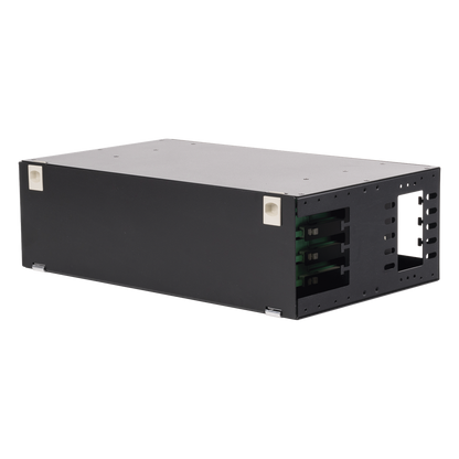 Distribuidor de Fibra Óptica con Bandejas Deslizables, Vacío, 19 Pulgadas (48.26 cm), Acepta 48 Adaptadores LC Duplex o LC Simplex o 48 SC Simplex, 3U
