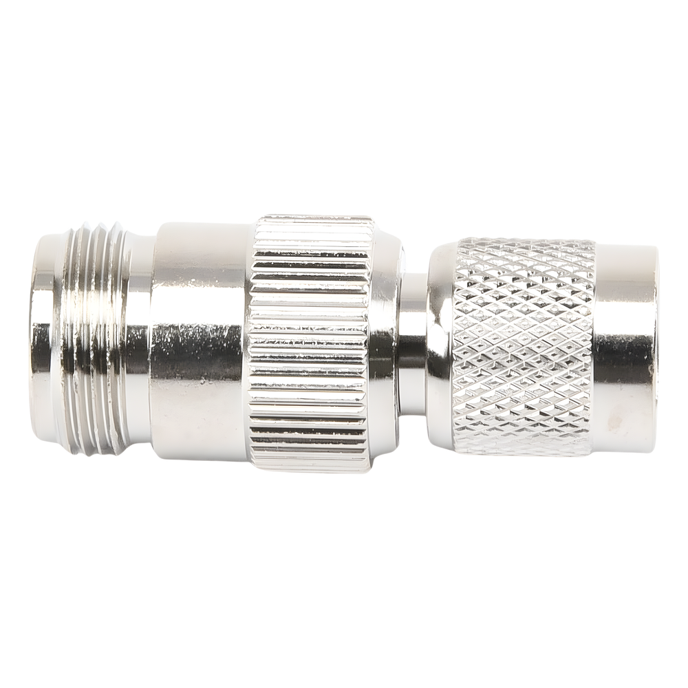 Adaptador en Línea, de Conector TNC Macho Inverso a N Hembra, Niquel/ Oro/ Teflón