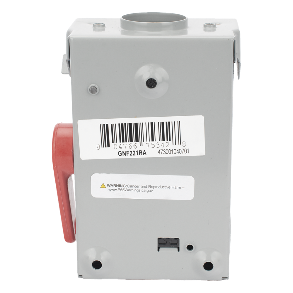 Interruptor de Seguridad GNF221RA, 240Vca, 2 polos, 30 Amp, sin portafusibles, Nema 3R.