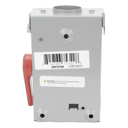Interruptor de Seguridad GNF221RA, 240Vca, 2 polos, 30 Amp, sin portafusibles, Nema 3R.