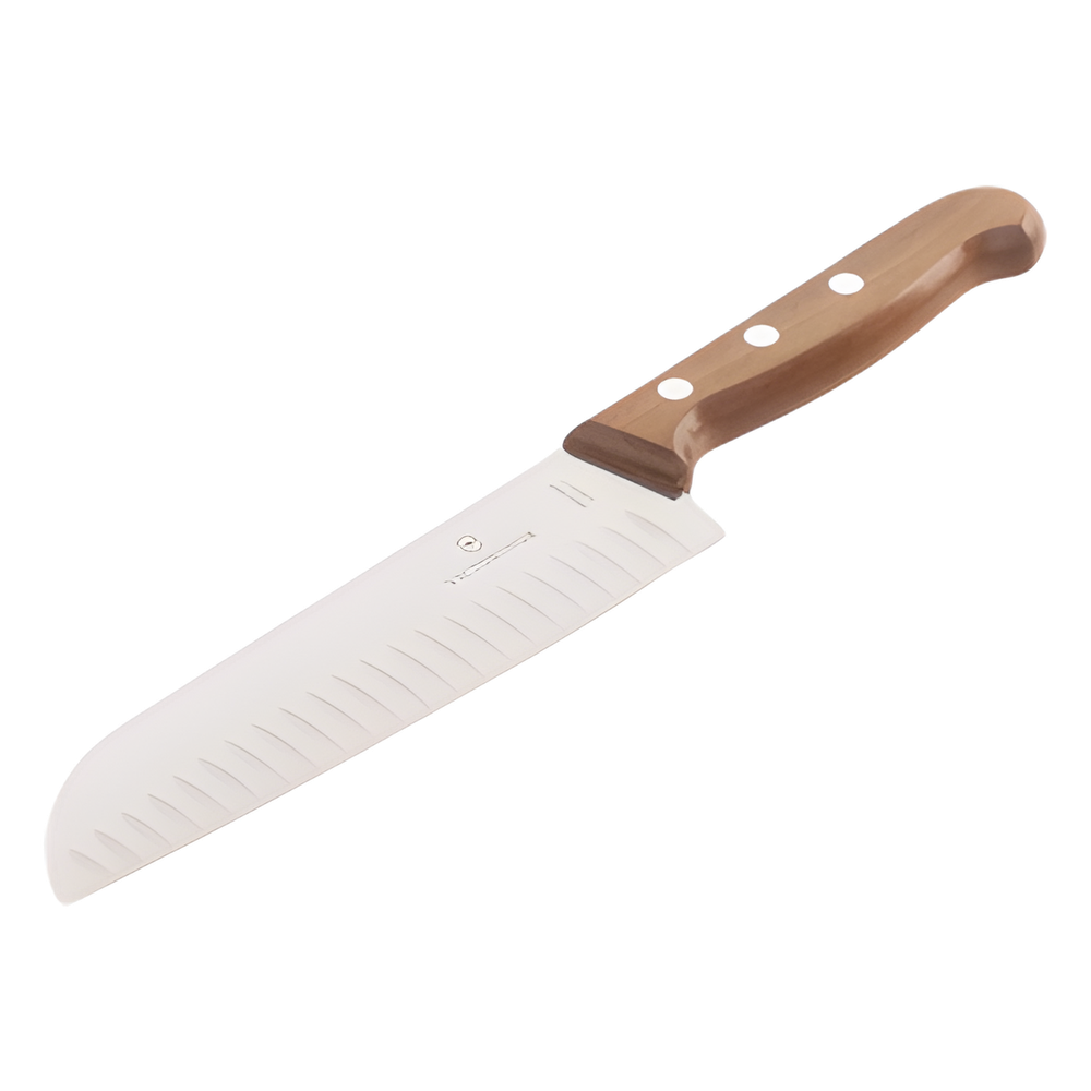 Cuchillo Santoku Wood de 17 cm, Filo con Alvéolos Estilo Japonés.