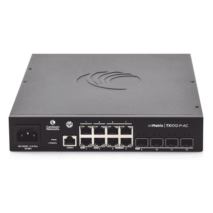 Switch cnMatrix TX1012-AC-P PoE Ideal para WISP / 8 Puertos Gigabit PoE + 4 SFP+ / PoE Budget 200W /Capa 2 y Capa 3
