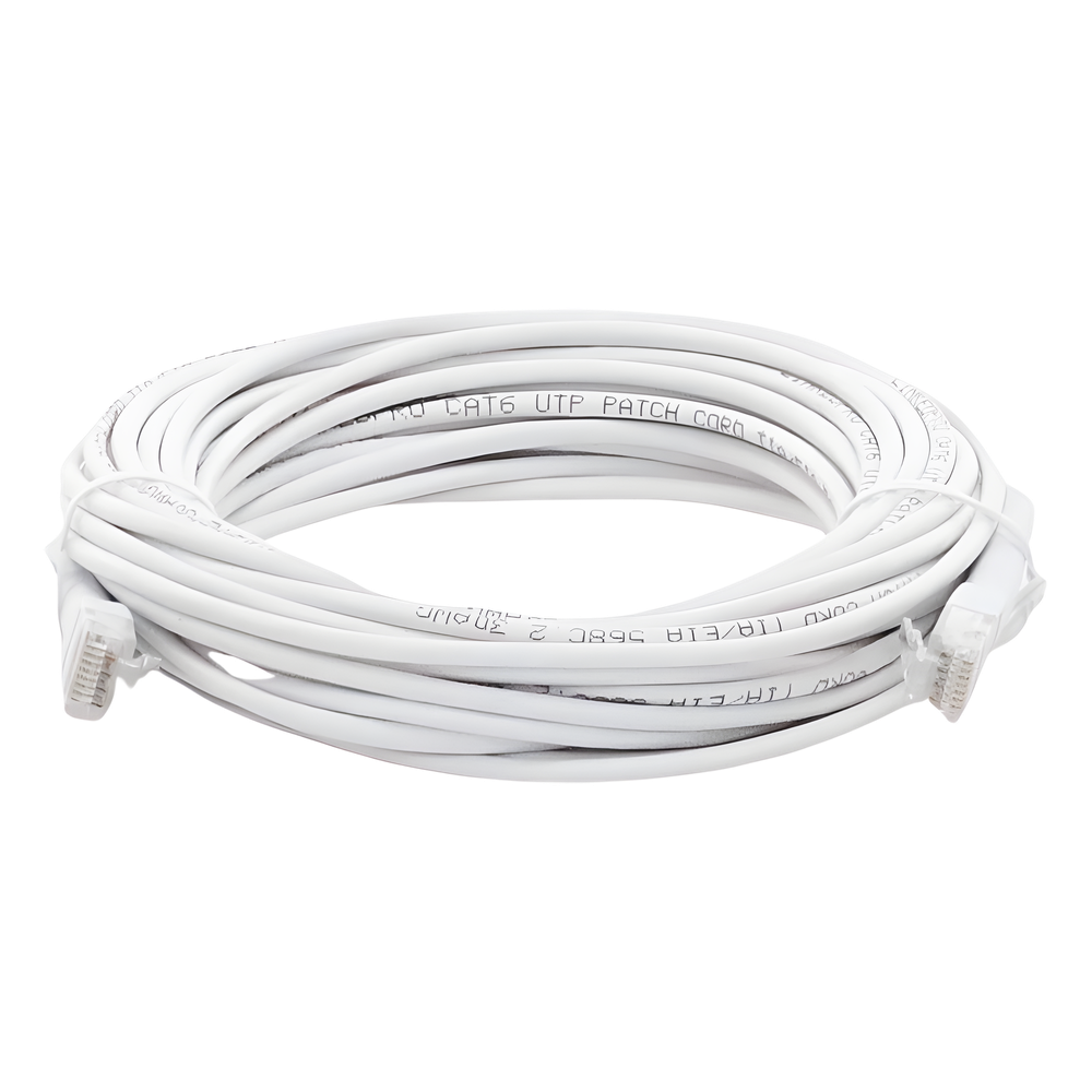 Mini Patch Cord Cat6 Ultra Slim 10 Metros (32.81 Pies) Blanco Ahorra Espacio sin Organizadores, con Bota Flexible