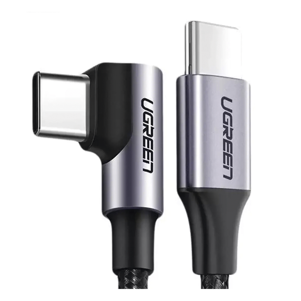 Cable USB-C a USB-C | 1 Metro (3.28 Pies) | Conector con Ángulo Recto de 90° | Carga Rápida de hasta 60W | 480 Mbps | PD3.0 | QC4.0/3.0/2.0 | FPC |