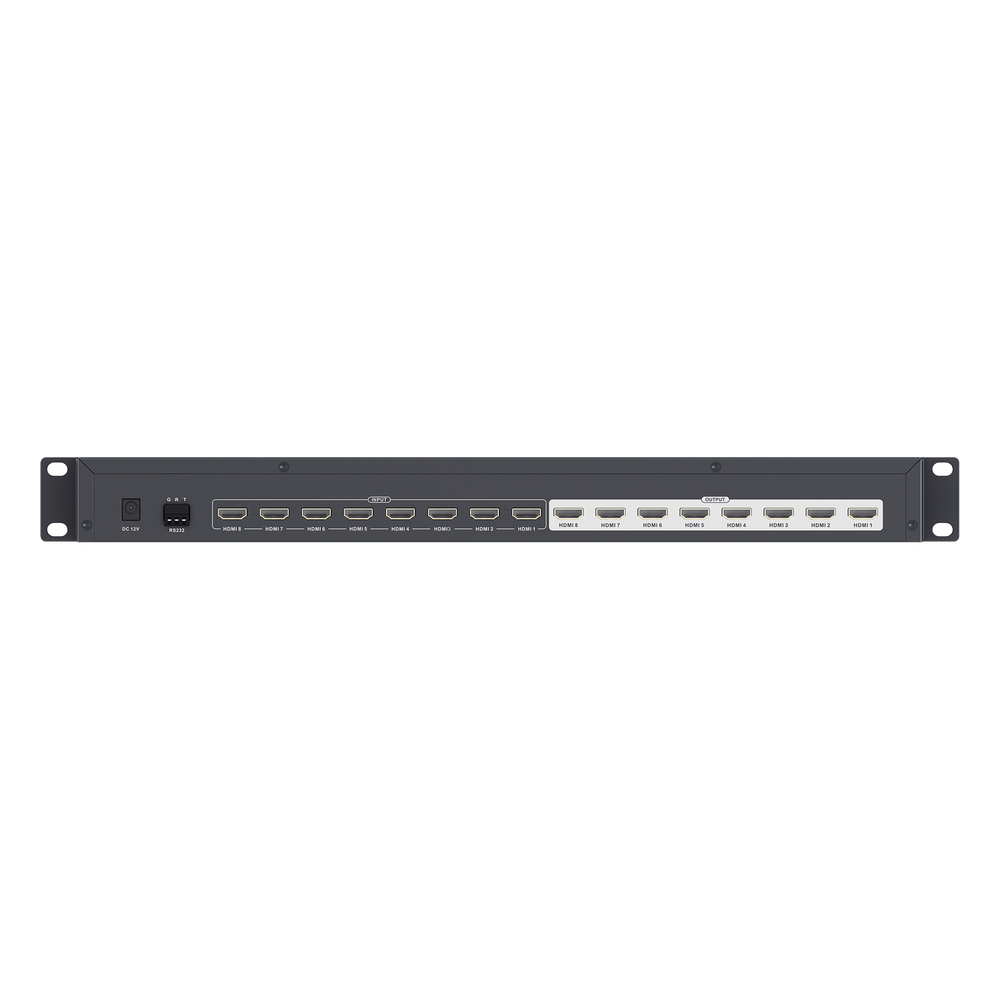 MATRICIAL DE VIDEO HDMI 8 x 8 / 8 Entradas y 8 Salidas en HDMI / 4K @ 30Hz / 10.2 Gbps / HDMI 1.4 / HDCP 1.4 / 3D / Conmutación por Botón, RS232 o