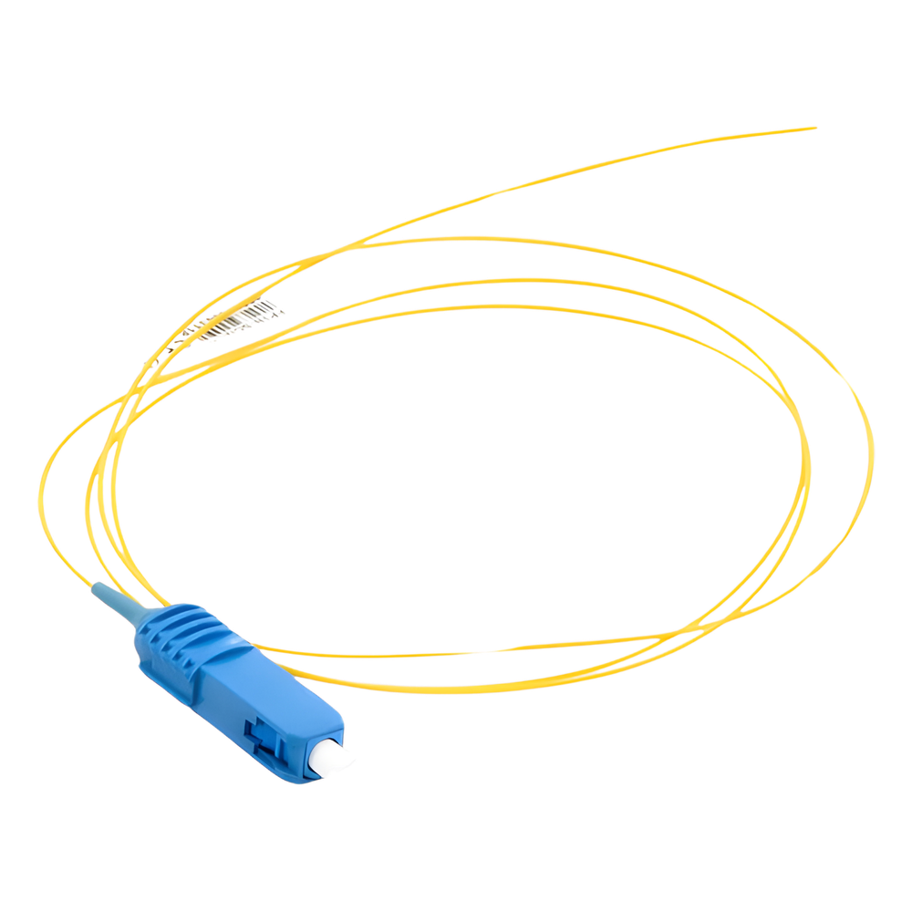 Pigtail de Fibra Óptica SC/UPC Simplex, Monomodo OS1/OS2 XGLO, OFNR, Color Amarillo, 1 Metro (3.28 Pies)