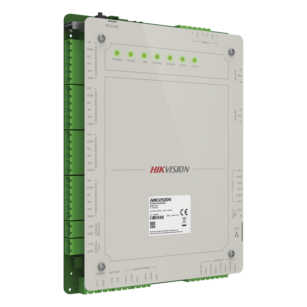 Controlador de Acceso 2 Puertas Administrable en la Nube con Hik-Connect Teams / Interfaz Web / 4 Lectores de Huella o Tarjeta / 100,000 Tarjetas