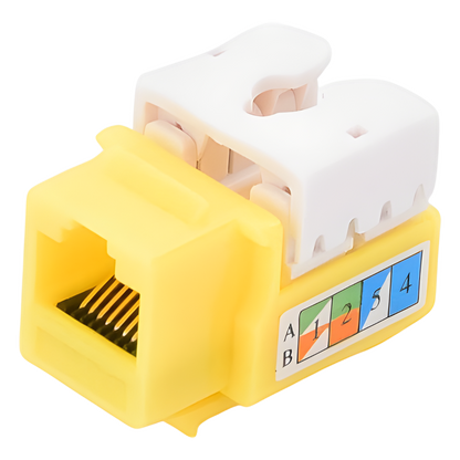 Módulo Jack Keystone Cat5e con Terminación 110 (Punchdown) para Faceplate - Color Amarillo