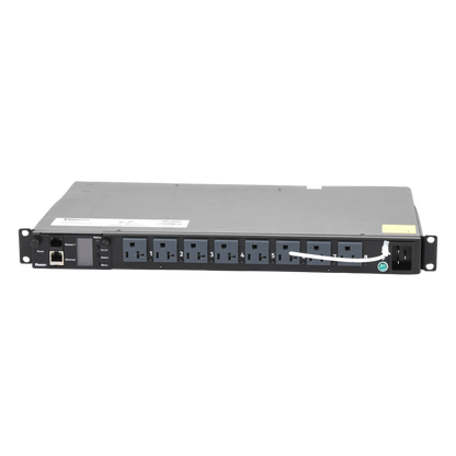 PDU Switchable y Monitoreable por Toma (MS) para Distribución de Energía, Enchufe de Entrada NEMA 5-15P, Con 8 Salidas 5-20R, Horizontal 19in, 120