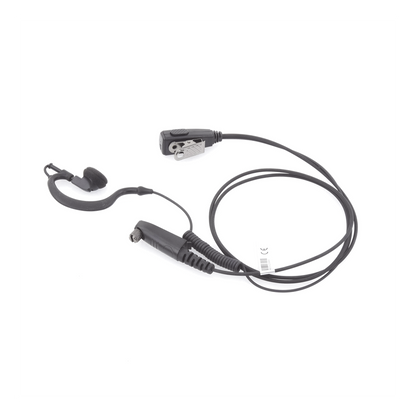 Micrófono-Audífono de Gancho Ergonómico / Cable con Resorte Reforzado con Kevlar / PTT de Solapa / Conector Multipin H02 para Hytera y Telox