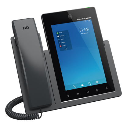 Teléfono IP Android 11, 16 líneas SIP con 16 cuentas, pantalla táctil 7", puertos Gigabit, Wi-Fi, Bluetooth, PoE, codec Opus, IPV4/IPV6 con gestión