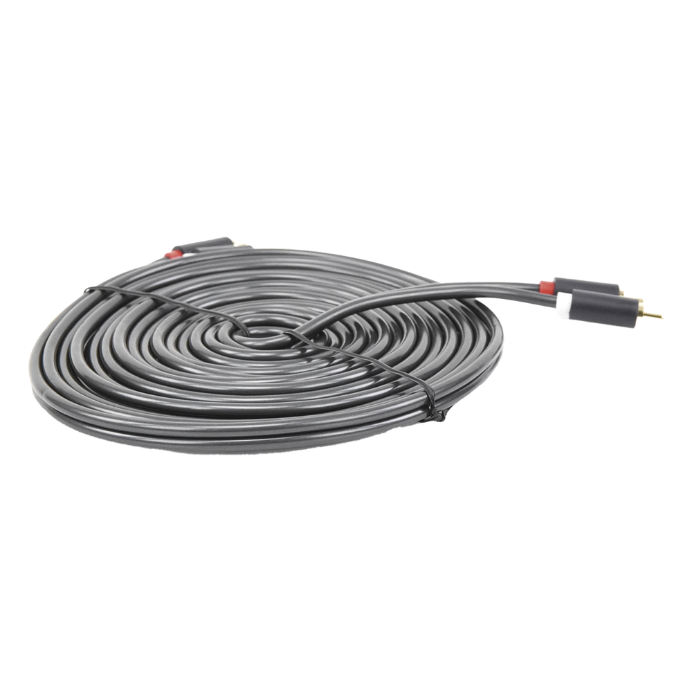 Cable de Audio 2 RCA Macho a 2 RCA Macho / 5 Metros (16.40 Pies) / Color Negro / Alta Calidad / Anillos de Goma para Asegurar un Agarre Firme al