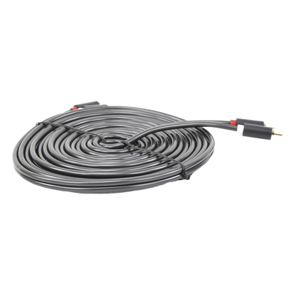 Cable de Audio 2 RCA Macho a 2 RCA Macho / 5 Metros (16.40 Pies) / Color Negro / Alta Calidad / Anillos de Goma para Asegurar un Agarre Firme al