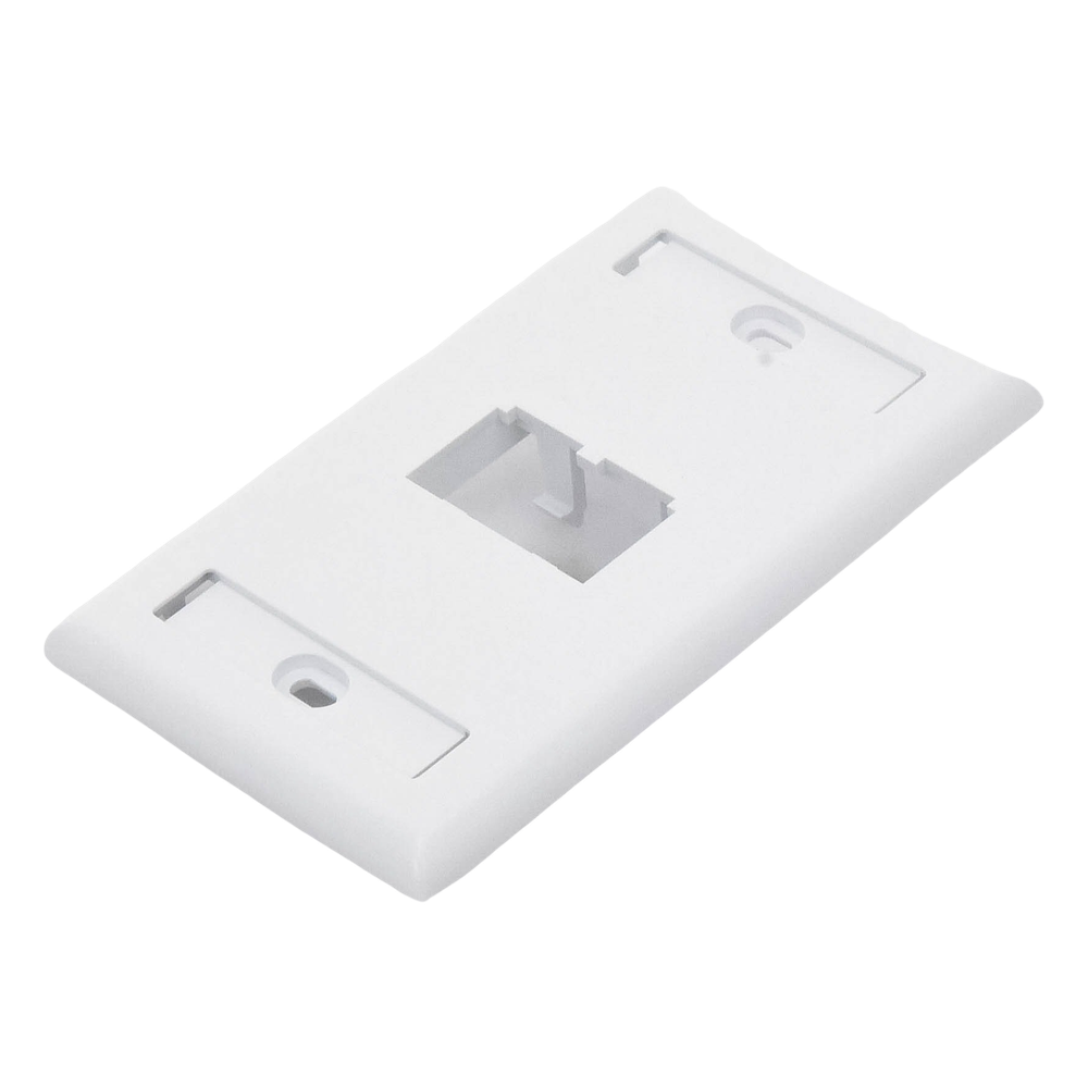 Placa de Pared Vertical Clásica, Salida Para 2 Puertos Mini-Com, Con Espacios Para Etiquetas, Color Blanco