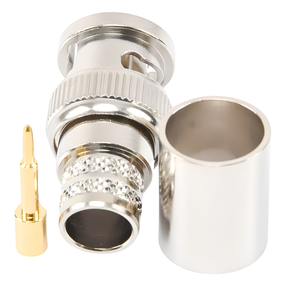 Conector BNC Macho de Anillo Plegable para RG-8/U, LMR-400, 9913, CNT-400, Níquel/ Oro/ Teflón