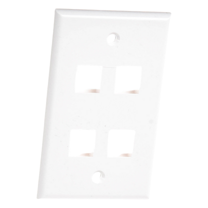 Placa de Pared de 4 Puertos, Keystone, Color Blanco