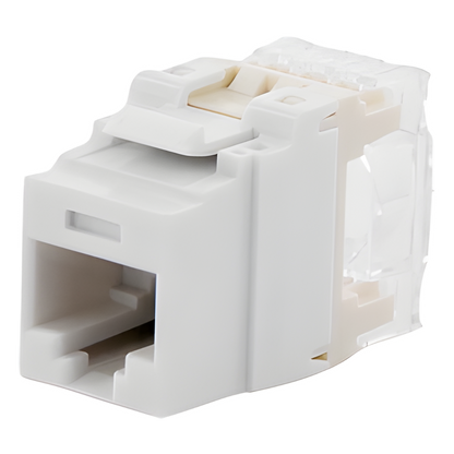 Conector Jack Estilo 110 (de Impacto), Tipo Keystone, Categoría 6, de 8 Posiciones y 8 Cables, Color Blanco