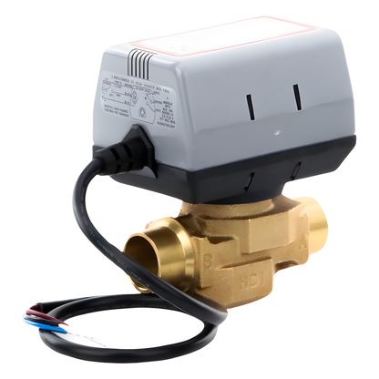 Válvula de zona motorizada de 2 vías 3/4 pulgada BSPT con actuador de 200 a 240 VAC para calefacción y aire acondicionado