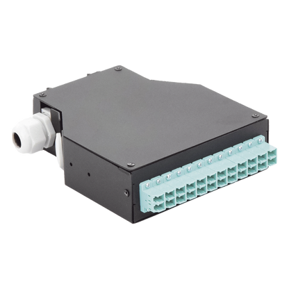 Distribuidor de Fibra Óptica para Riel Din, 12 Acopladores LC/UPC Duplex Multimodo con Charola de Empalme