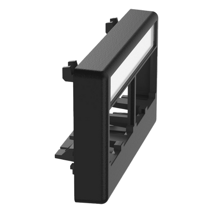 Placa de Mobiliario Modular Estándar, Salidas Para 4 Puertos Mini-Com, Con Espacio Para Etiquetas, Color Negro