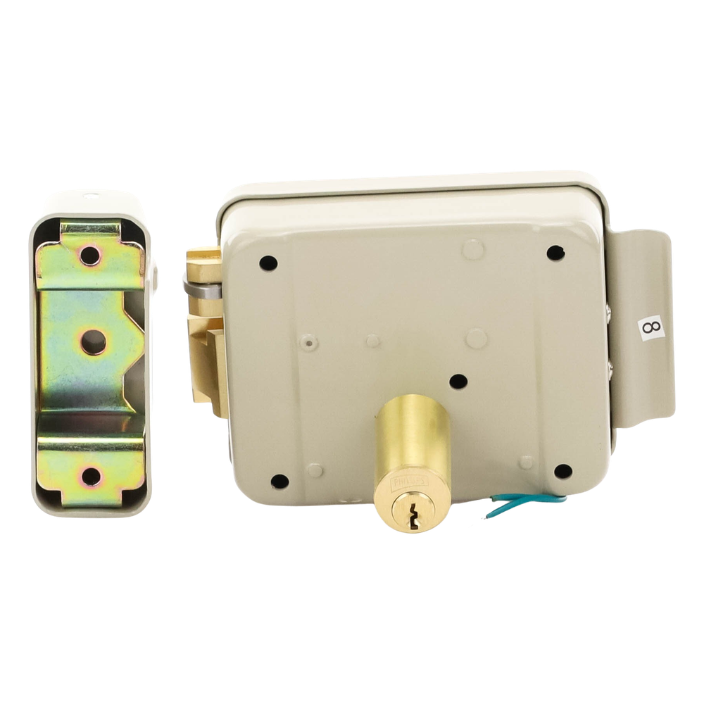Cerradura Eléctrica / Incluye Llave / Derecha/ Con Botón integrado /Exterior