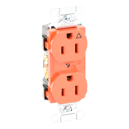 Contacto Dúplex Conexión a Tierra Aislada/ 15A 125V/ 2 polos 3 Hilos/ Nema 5-15R /Grado Comercial/ Color Naranja.