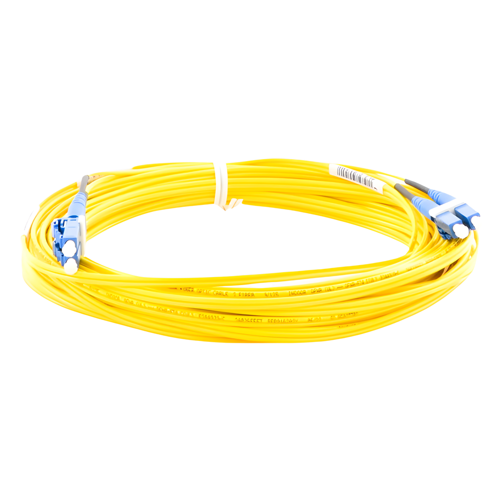 Jumper de Fibra Optica Monomodo 9/125 OS2, LC-LC Duplex, OFNR (Riser), Color Amarillo, 10 Metros (32.81 Pies)