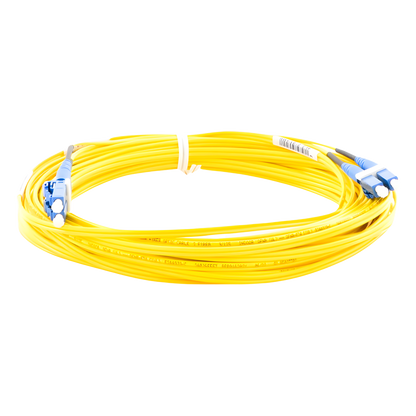 Jumper de Fibra Optica Monomodo 9/125 OS2, LC-LC Duplex, OFNR (Riser), Color Amarillo, 10 Metros (32.81 Pies)