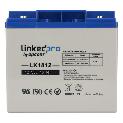 Batería de respaldo 12 V | 18 Ah | AGM | Especial para Seguridad Electrónica | UPS | Sistemas de Emergencia | Vida útil 5 años | Terminales M5