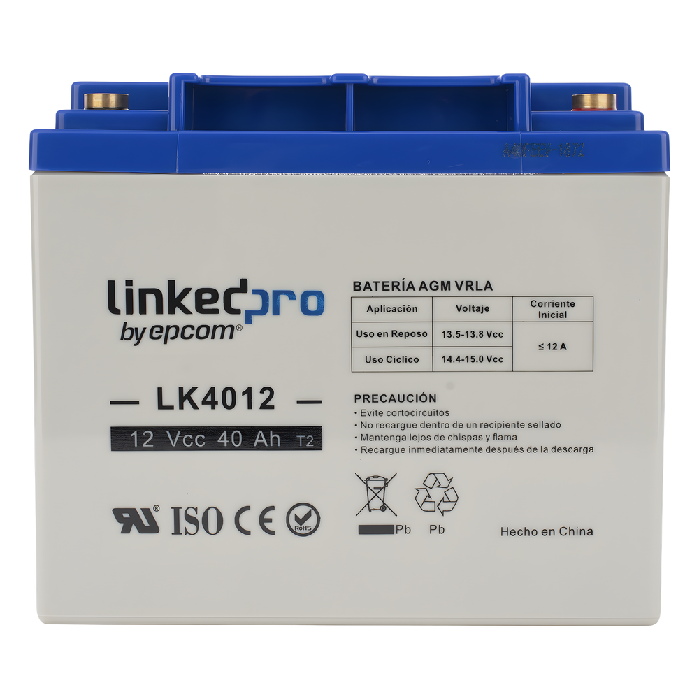 Batería de respaldo 12 V | 40 Ah | AGM | Especial para Seguridad Electrónica | UPS | Sistemas de Emergencia | Certificada UL | Vida útil 5 años |