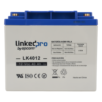 Batería de respaldo 12 V | 40 Ah | AGM | Especial para Seguridad Electrónica | UPS | Sistemas de Emergencia | Certificada UL | Vida útil 5 años |