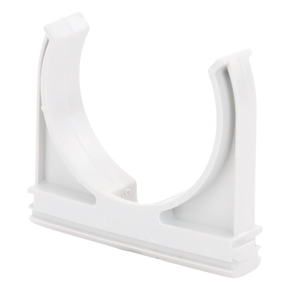 Soporte de presión (Abrazadera), PVC Auto-extinguible, abierto para tubería de 50 mm