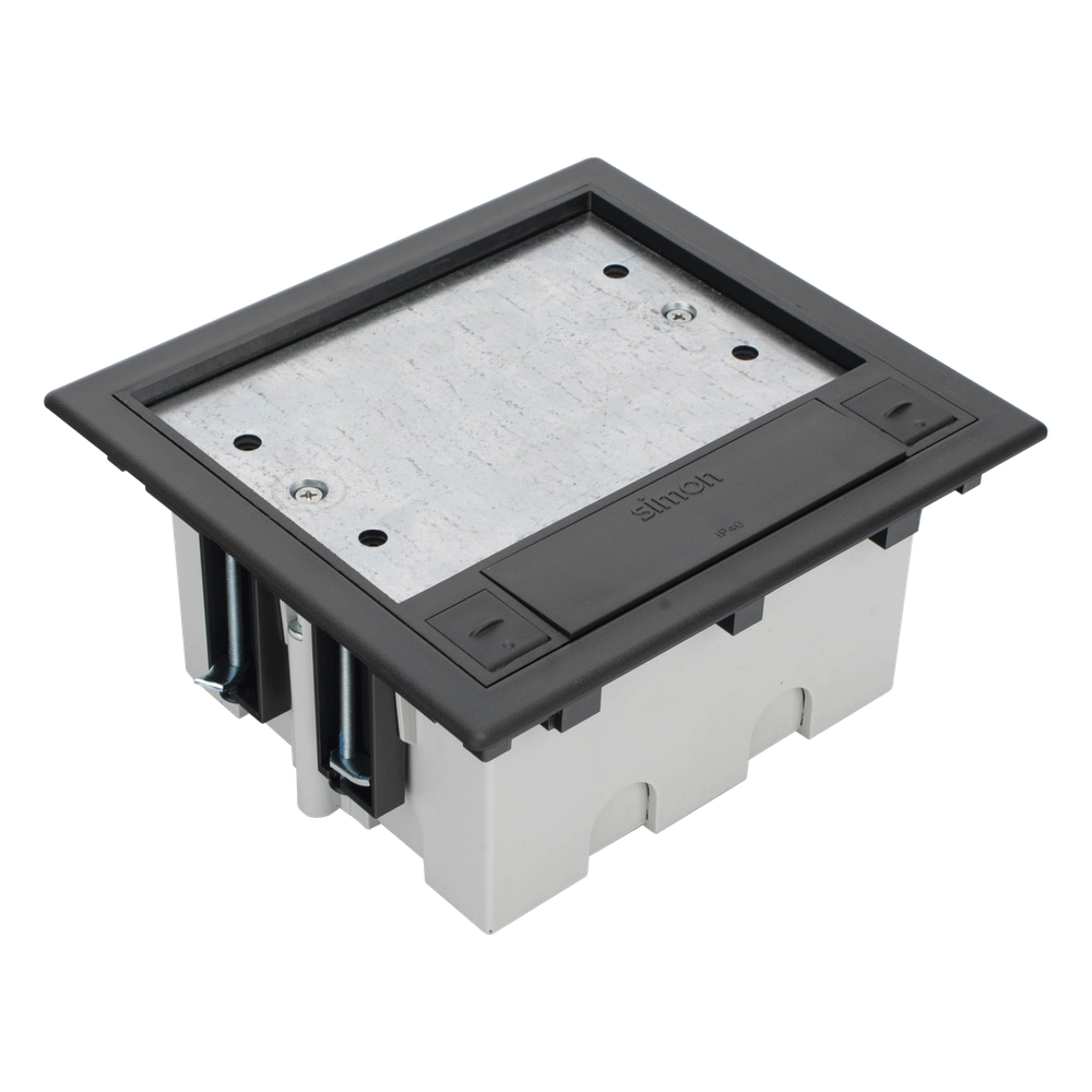 Caja Para Instalación en Piso Falso para Voz, Datos o Contactos Eléctricos / Capacidad para 2 Módulos / Espacio Embellecedor en la Tapa / Profundidad