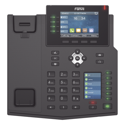 Teléfono IP Empresarial con Estándares Europeos, 16 líneas SIP con pantalla LCD a color 3.5", 30 teclas DSS/BLF, puertos Gigabit, IPv6, Opus y