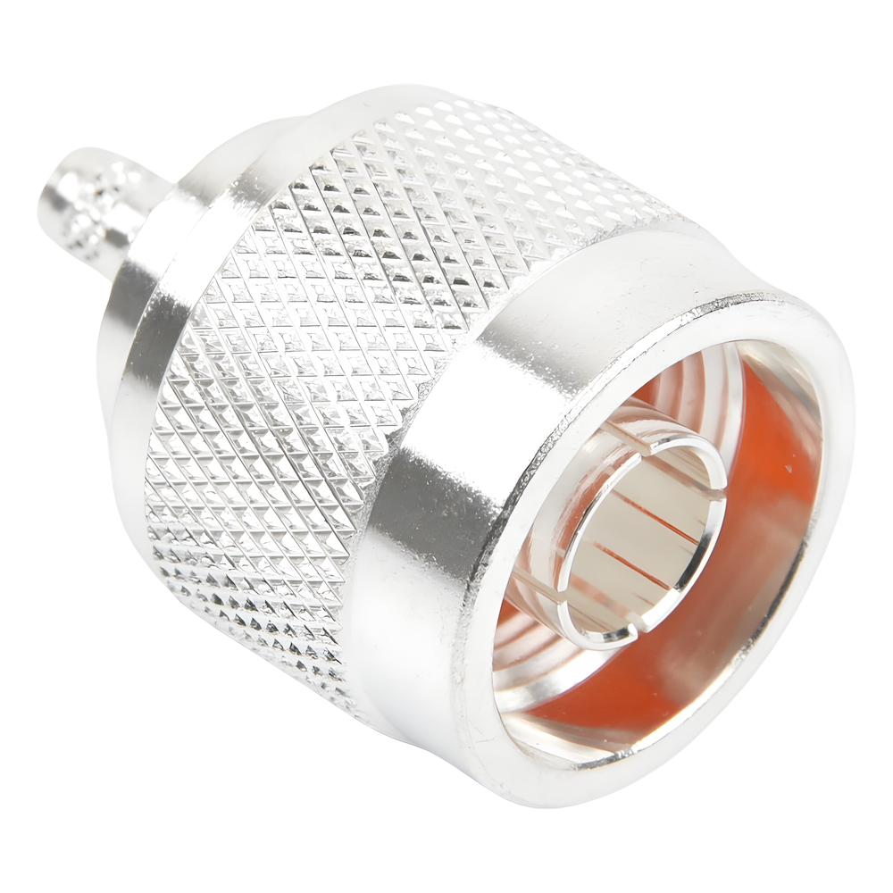 Conector Coaxial N Macho de Anillo Plegable para Cable RG-142/U, Plata/ Oro/ Teflón