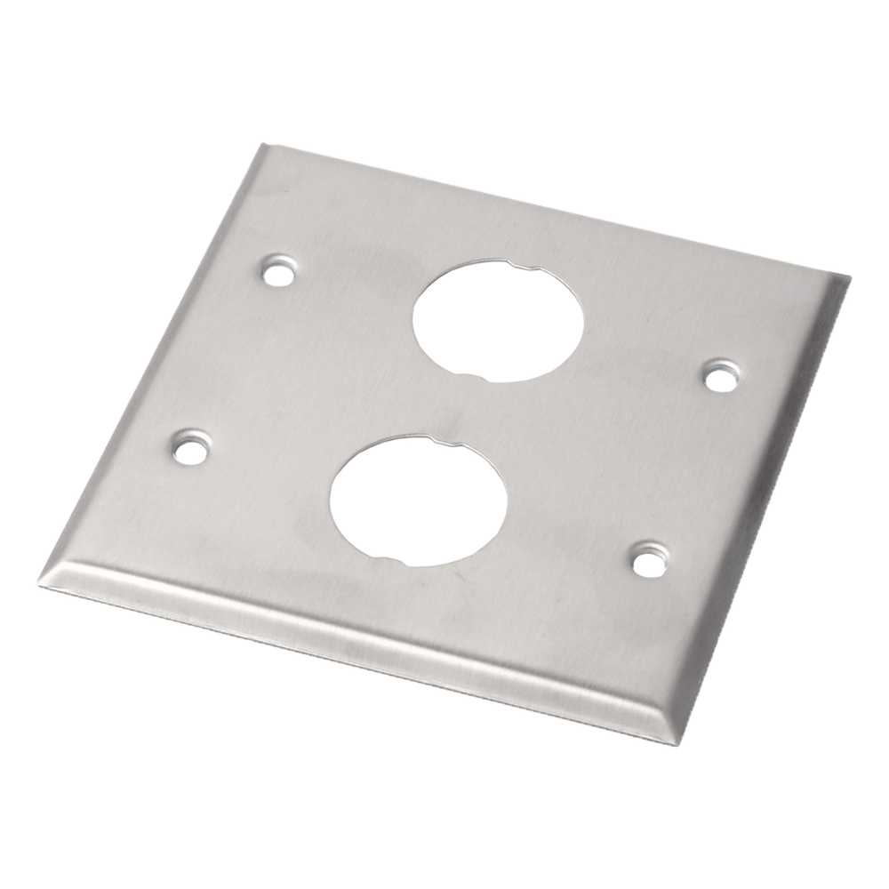 Placa de Pared Doble IndustrialNet?, Para 2 Conectores Industriales, de Acero Inoxidable