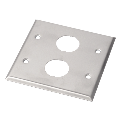Placa de Pared Doble IndustrialNet?, Para 2 Conectores Industriales, de Acero Inoxidable