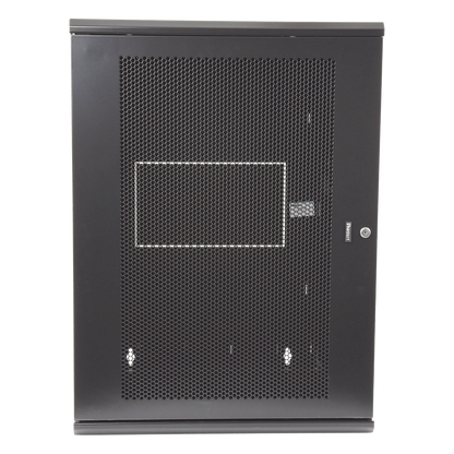 Gabinete PanZone de Montaje en Pared, de 19in, Puerta Ventilada, 18 UR, 635mm de Profundidad, Color Negro