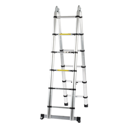 Escalera Telescópica de Aluminio Tipo Tijera de 1.9 + 1.9 Metros de Altura