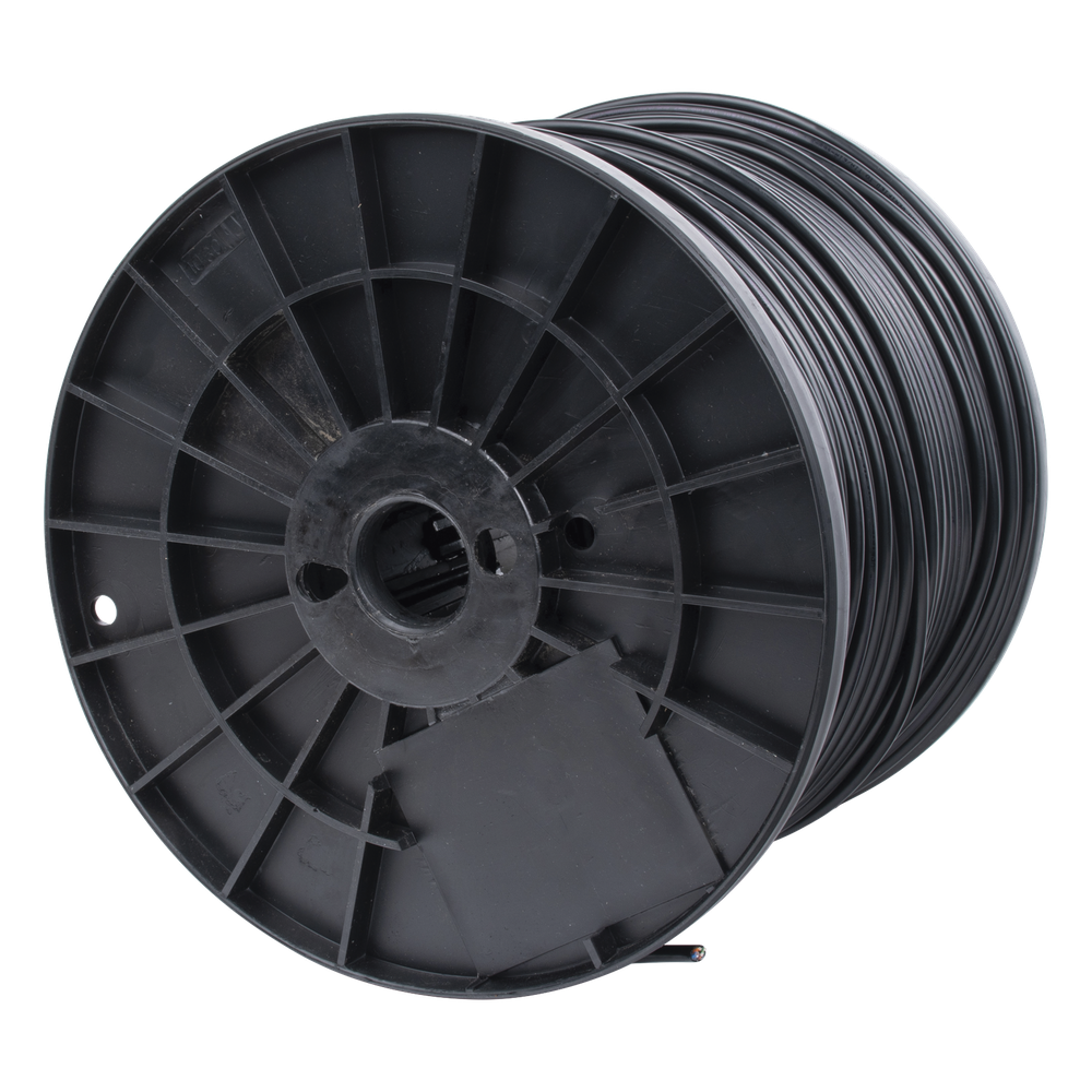 Bobina de 305 Metros (1000 Pies) Cat5e con Gel para Exterior, Color Negro, para Aplicaciones en Sistemas de Redes de Datos y Cableado Estructurado.