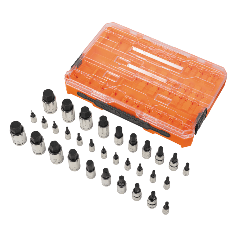 Juego de Dados Moleteados / SAE-Métrico-Hex-Torx® / 32 Piezas / Acabado Moleteado para Mejor Agarre / Marcado en Relieve / Incluye Llaves Cuadradas