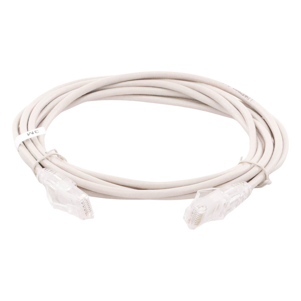 Cable de Parcheo Slim UTP Cat6A - 3 Metros (9.84 Pies) Gris, Diámetro Reducido (28 AWG)