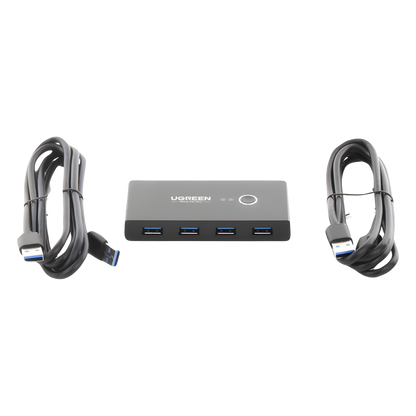 Conmutador USB para Compartir 4 Puertos USB 3.0 a 2 PC Ìs | Cambio Mediante Botón | Incluye Dos Cables USB de 1.5 m | ABS | Permite que 2 Usuarios