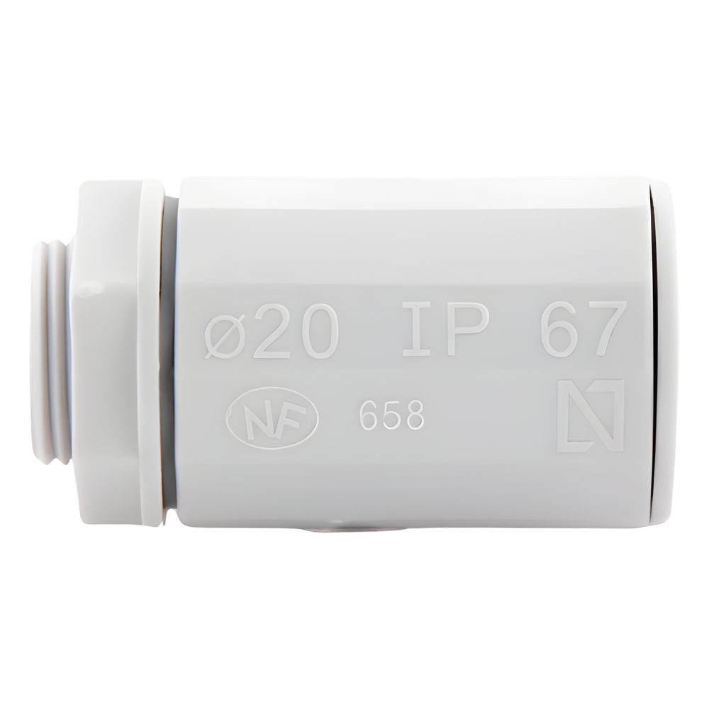 Conector de tubería rígida a caja (Racor), PVC Auto-extinguible, de 20 mm