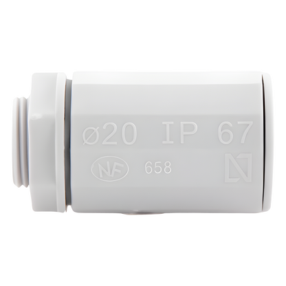 Conector de tubería rígida a caja (Racor), PVC Auto-extinguible, de 20 mm
