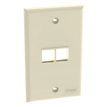 Placa de Pared Vertical, Salida Para 2 Puertos Keystone, Color Marfil