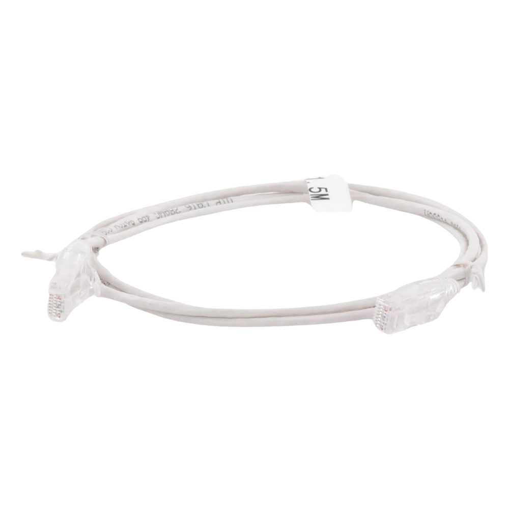 Cable de Parcheo Slim UTP Cat6 - 1.5 Metros (4.92 Pies) Blanco Diámetro Reducido (28 AWG)