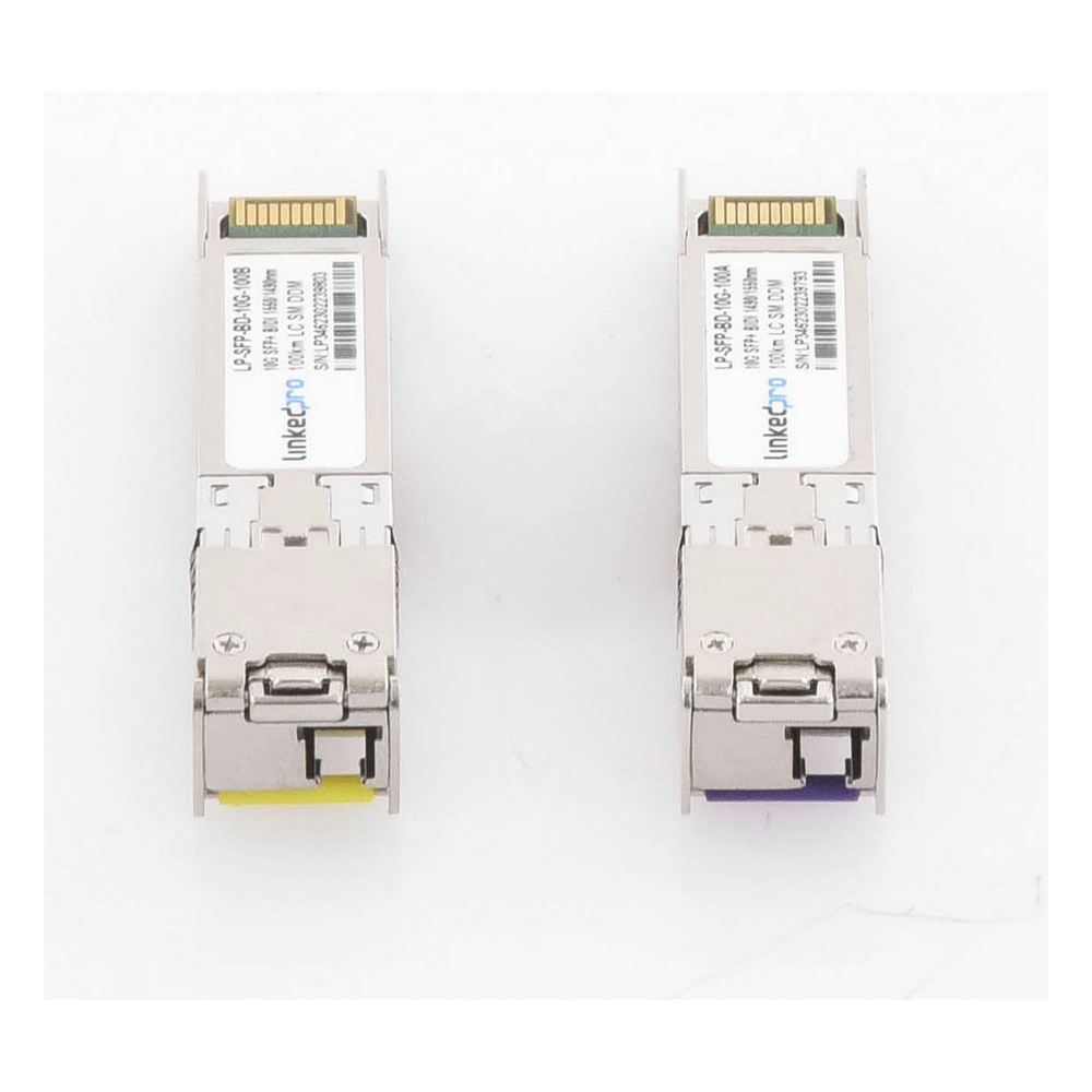 Transceptores Ópticos Bidireccionales SFP+ (Mini-Gbic) / Monomodo 1490 & 1550 nm / 10 Gbps / 10GBASE-BX / Conector LC/UPC Simplex / DDM / Hasta 100